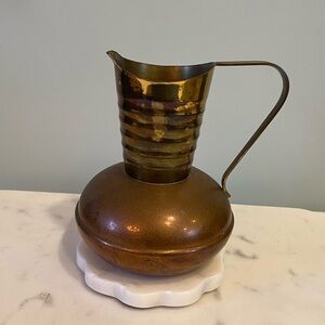 Vintage Brass And Copper Heritage Daalderop Tiel Jug With Handle Made In Holland